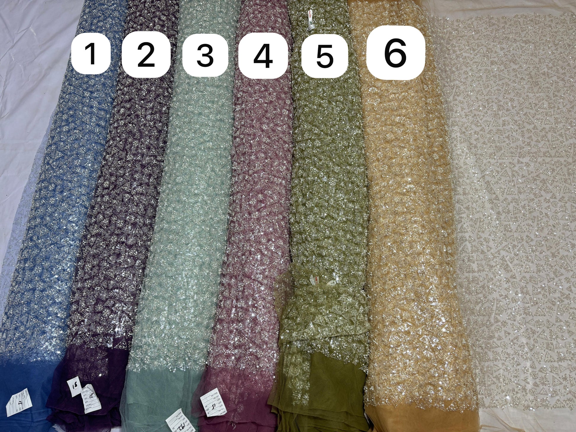Designer imported beadwork net fabrics