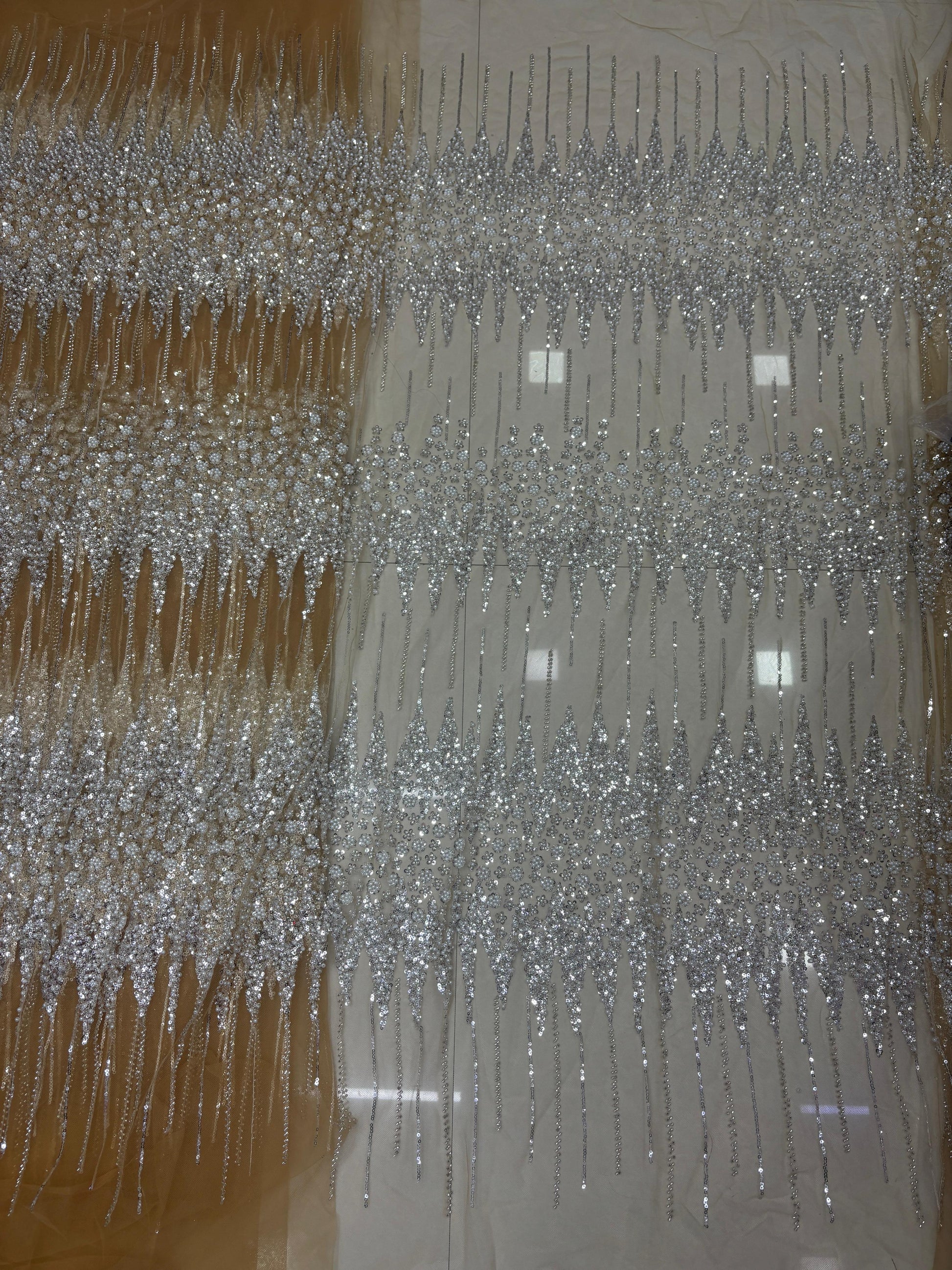 Imported designer pearl work net fabrics