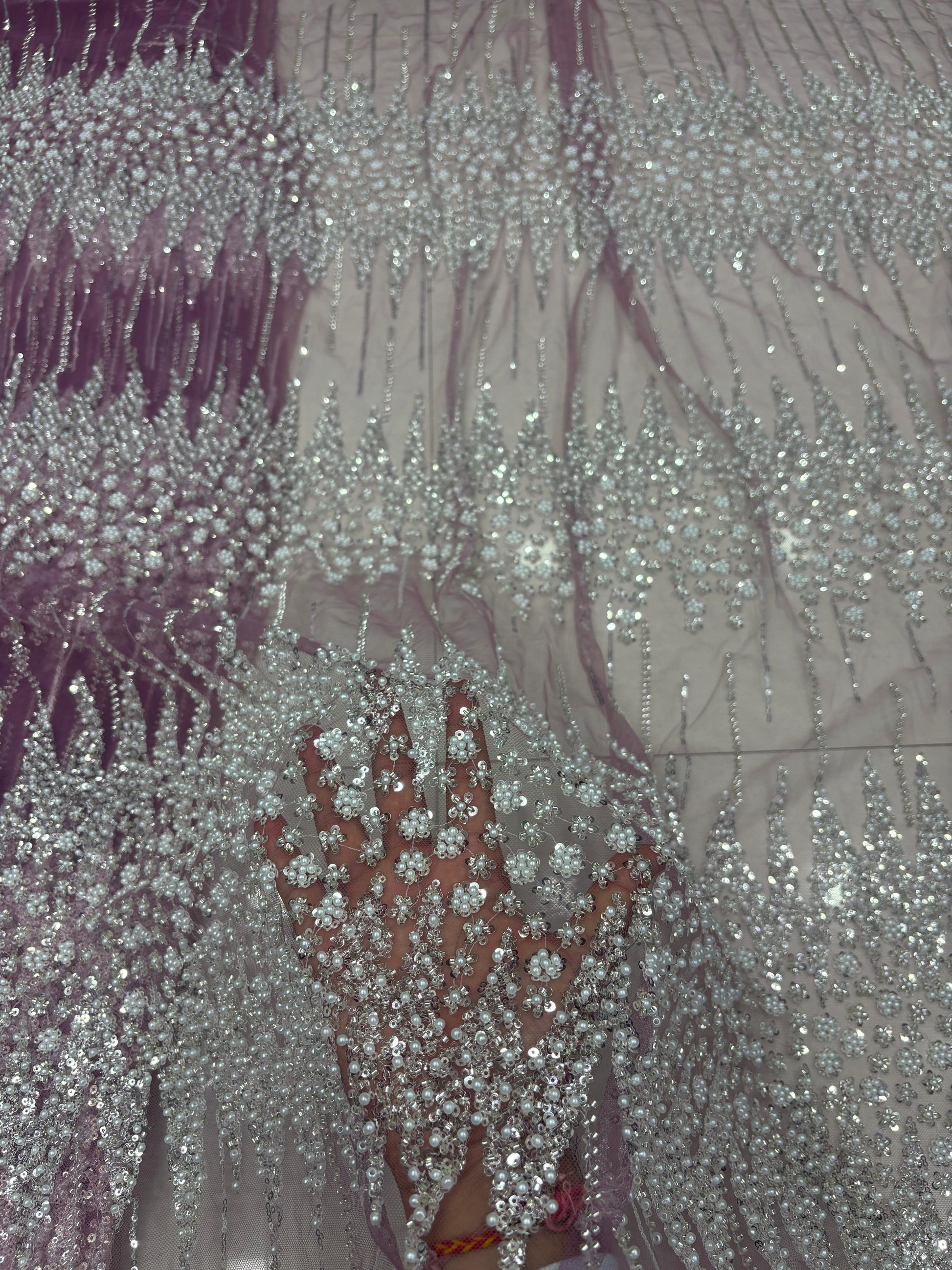 Imported designer pearl work net fabrics