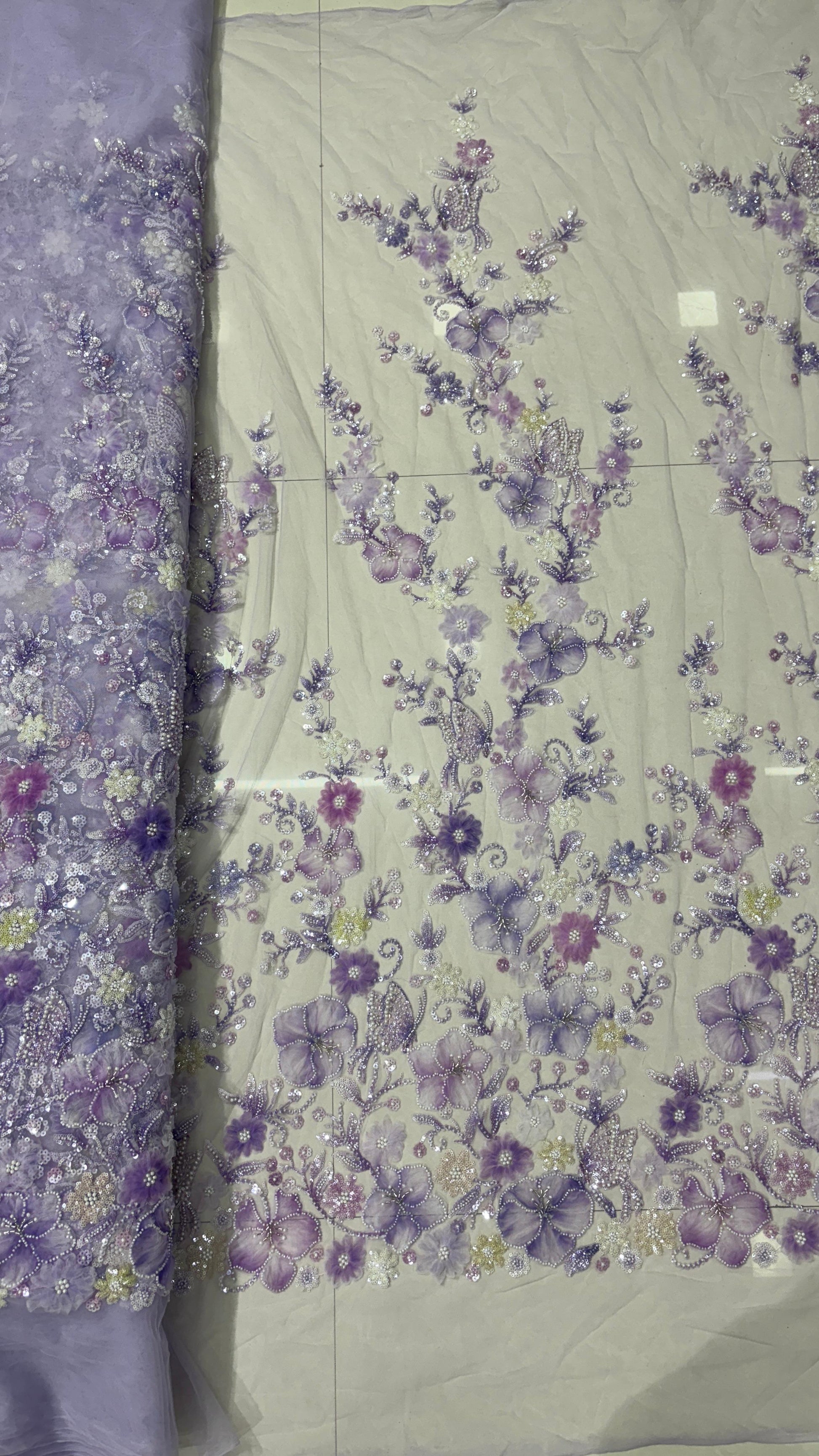 New designer imported ribbon with multicolor beads handwork net fabrics